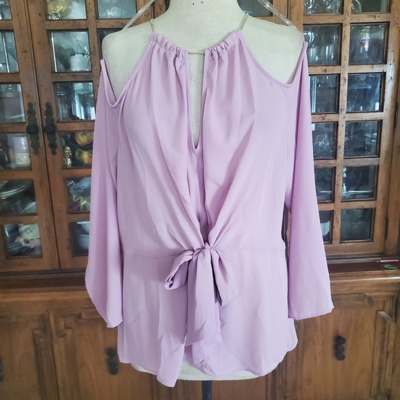 BOLD elements Purple Tunic with Cut Out Tie Front - Picture 1 of 8